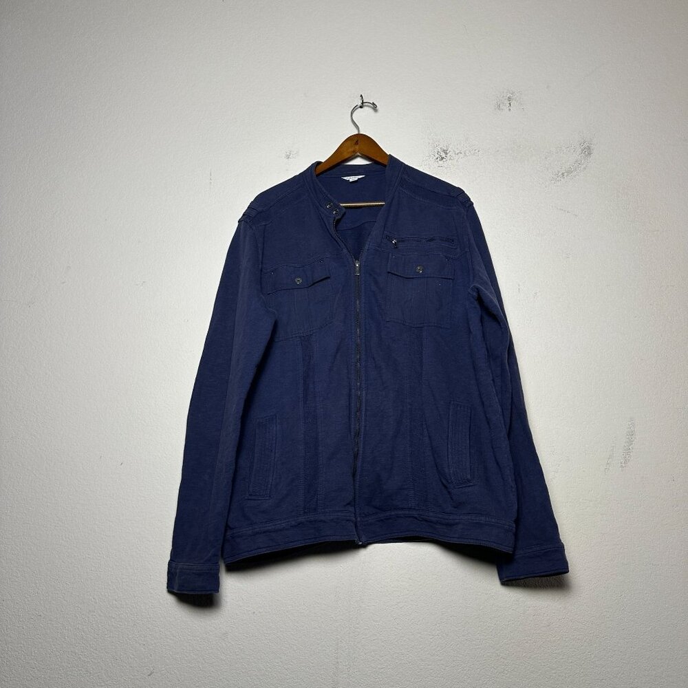 Calvin Klein Men XL Blue Coat Travel Pocket Tech Jacket Utility Navy Winter Fall